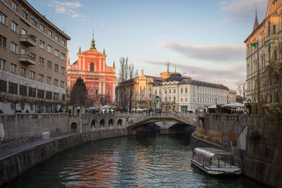 Bridge over river in city