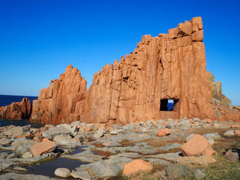 Low angle view of rock formations