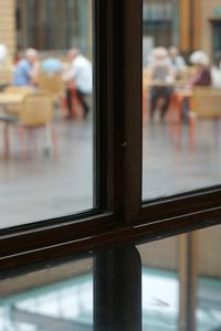 Close-up of railing by window