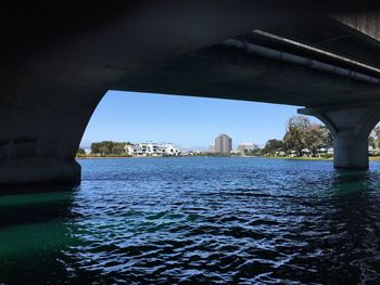 Scenic view of bridge over river against sky