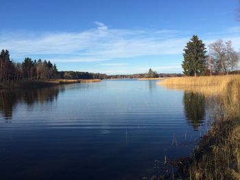 Scenic view of lake against sky