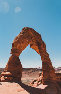 View of rock formation against clear sky