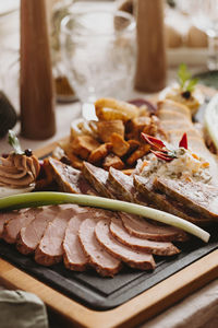 Pork belly pastrami close up