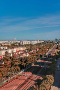 High angle view of townscape against sky