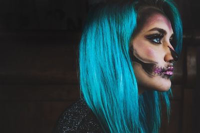 Close-up of young woman with halloween make-up