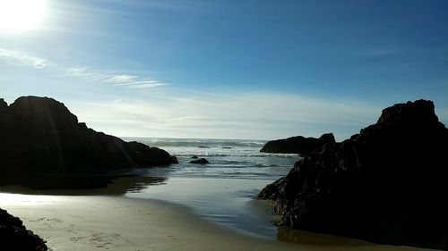 View of calm beach against sky