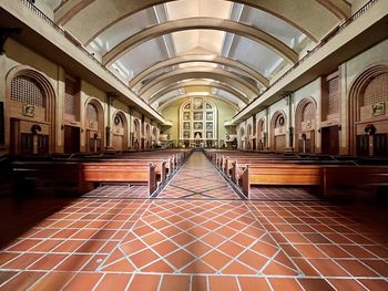 Empty corridor of building, church