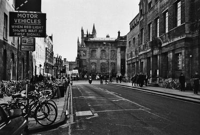 Bicycles on road in city