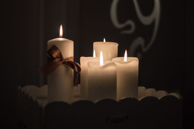 Close-up of illuminated candles