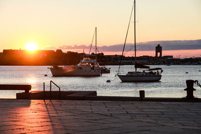 Scenic view of sea at sunset