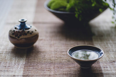 High angle view of tea served in bowl