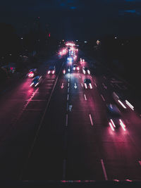 Traffic on road at night