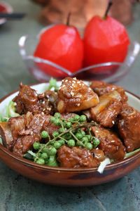 Close-up of food in plate