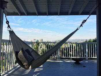 Side view of hammock against the sky