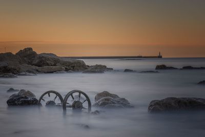 Scenic view of sea against clear sky