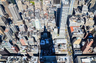 High angle view of modern buildings at manhattan