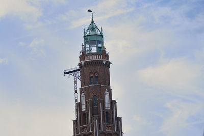 Low angle view of lighthouse against sky