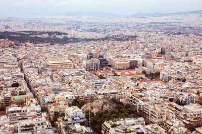 High angle shot of townscape against sky