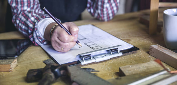Man working on table