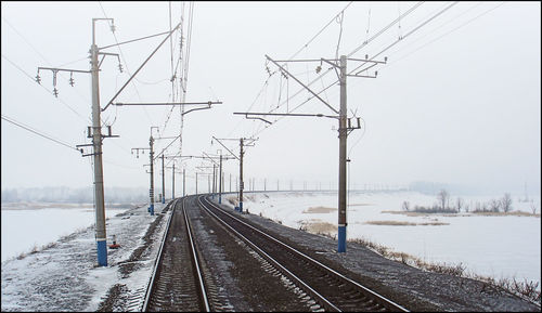 Railroad track against sky