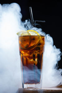 Close-up of drink in glass on table