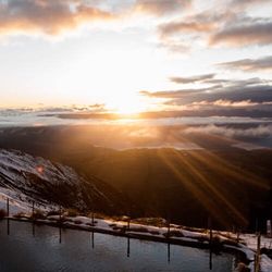 Scenic view of landscape at sunset