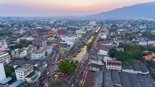 High angle view of city