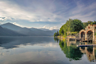 Scenic view of lake against sky