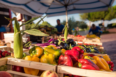 Close-up of vegetables for sale at market stall