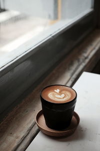 High angle view of coffee on table