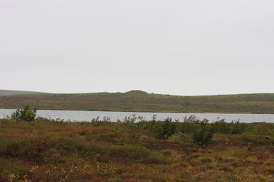 Scenic view of lake against clear sky