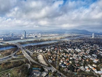 High angle view of buildings against sky in vienna