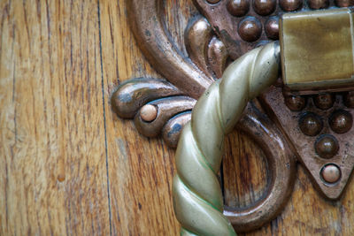 Close-up of old rusty metal door