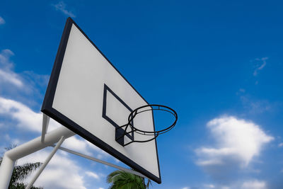 Low angle view of basketball hoop against sky