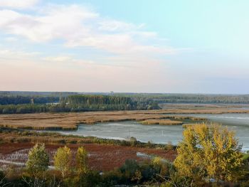 Scenic view of lake against sky