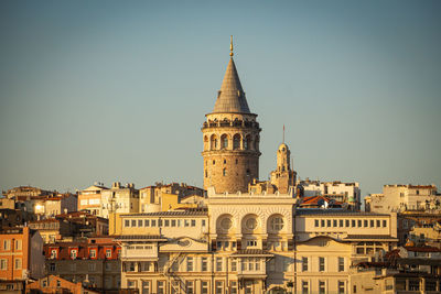 Galata tower in istanbul at sunset