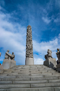 Low angle view of statues at the vigeland park