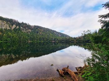 Scenic view of lake against sky