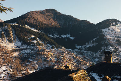 Aerial view of mountain against sky