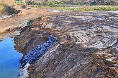 High angle view of water on land