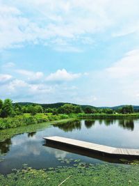 Scenic view of lake against sky