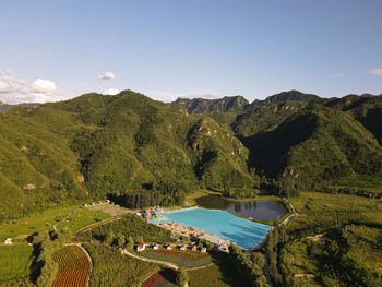 Pool by the mountains