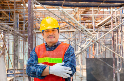 Young woman working in construction site