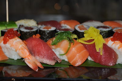 Close-up of sushi in plate