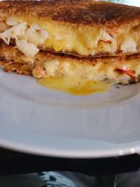 Close-up of cake in plate on table