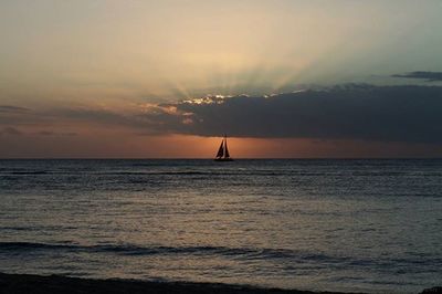 Scenic view of sea at sunset