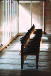 High angle view of chairs on floor