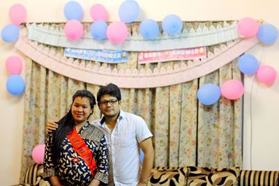 Portrait of smiling young couple