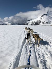 View of snow covered mountain against sky