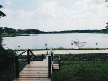 Scenic view of lake against sky